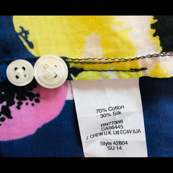 J. Crew Silk The Perfect Shirt Hawaiian Floral Top Size XS - Picture 4 of 5